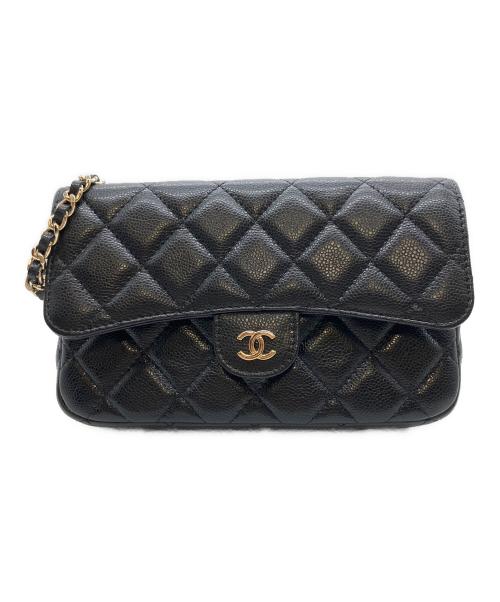 CHANEL（シャネル）CHANEL (シャネル) チェーンショルダーフォンケース/マトラッセ ブラックの古着・服飾アイテム