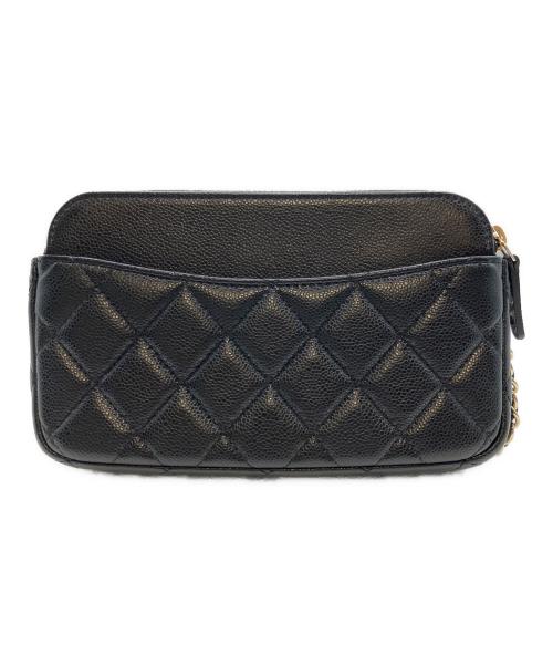 CHANEL（シャネル）CHANEL (シャネル) チェーンショルダーフォンケース/マトラッセ ブラックの古着・服飾アイテム