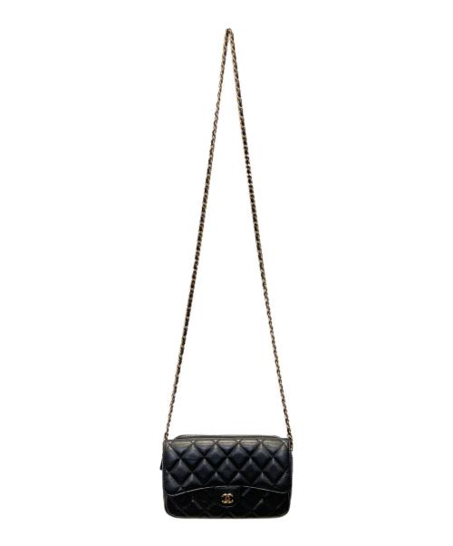CHANEL（シャネル）CHANEL (シャネル) チェーンショルダーフォンケース/マトラッセ ブラックの古着・服飾アイテム