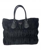 PRADAプラダ）の古着「ナイロンギャザートートバッグ」｜ブラック