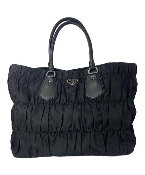 PRADA（プラダ）PRADA (プラダ) ナイロンギャザートートバッグ ブラックの古着・服飾アイテム