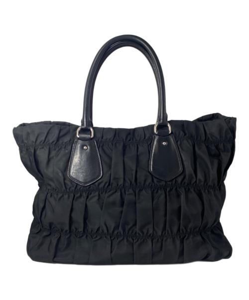 PRADA（プラダ）PRADA (プラダ) ナイロンギャザートートバッグ ブラックの古着・服飾アイテム