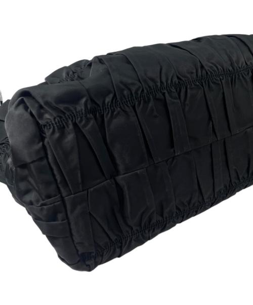 PRADA（プラダ）PRADA (プラダ) ナイロンギャザートートバッグ ブラックの古着・服飾アイテム