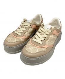 GUCCI（グッチ）の古着「GGスニーカー」｜ベージュ×ピンク×グレー