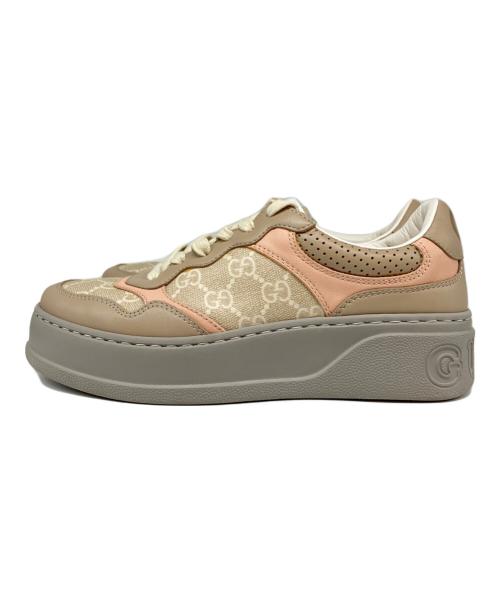 GUCCI（グッチ）GUCCI (グッチ) GGスニーカー ベージュ×ピンク×グレー サイズ:36 1/2の古着・服飾アイテム