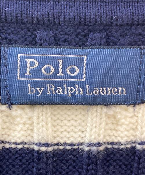 POLO RALPH LAUREN（ポロ・ラルフローレン）POLO RALPH LAUREN (ポロ・ラルフローレン) ケーブルボーダーニットスカート ホワイト×ネイビー サイズ:Mの古着・服飾アイテム