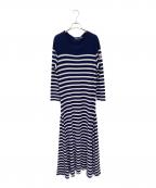 POLO RALPH LAURENポロ・ラルフローレン）の古着「ボーダーロングニットワンピース」｜ホワイト×ネイビー
