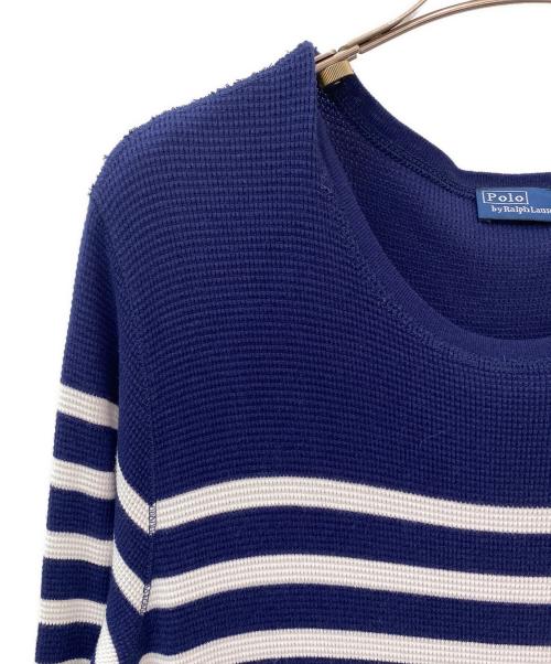 POLO RALPH LAUREN（ポロ・ラルフローレン）POLO RALPH LAUREN (ポロ・ラルフローレン) ボーダーロングニットワンピース ホワイト×ネイビー サイズ:Lの古着・服飾アイテム
