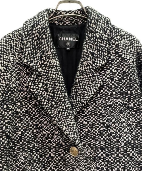CHANEL（シャネル）CHANEL (シャネル) ココマークボタン ツイードコート ホワイト×ブラック サイズ:38の古着・服飾アイテム