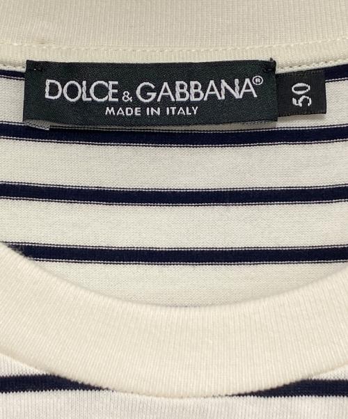 DOLCE & GABBANA（ドルチェ＆ガッバーナ）DOLCE & GABBANA (ドルチェ＆ガッバーナ) ボーダーロゴTシャツ ブラック×ホワイト サイズ:50の古着・服飾アイテム