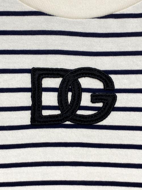 DOLCE & GABBANA（ドルチェ＆ガッバーナ）DOLCE & GABBANA (ドルチェ＆ガッバーナ) ボーダーロゴTシャツ ブラック×ホワイト サイズ:50の古着・服飾アイテム