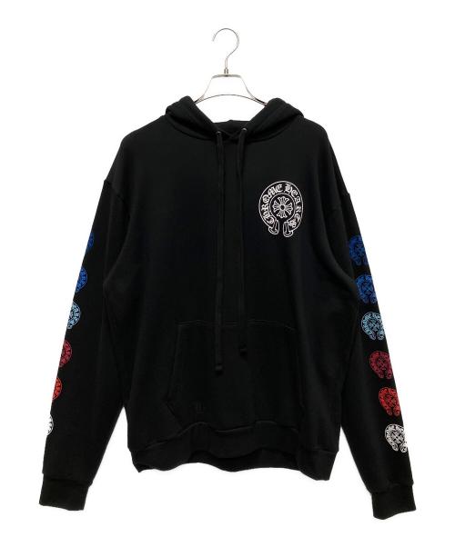 CHROME HEARTS（クロムハーツ）CHROME HEARTS (クロムハーツ) Multicolor Sleeve Logo Horseshoe（ホースシュー マルチカラー フーディー） ブラック サイズ:Mの古着・服飾アイテム