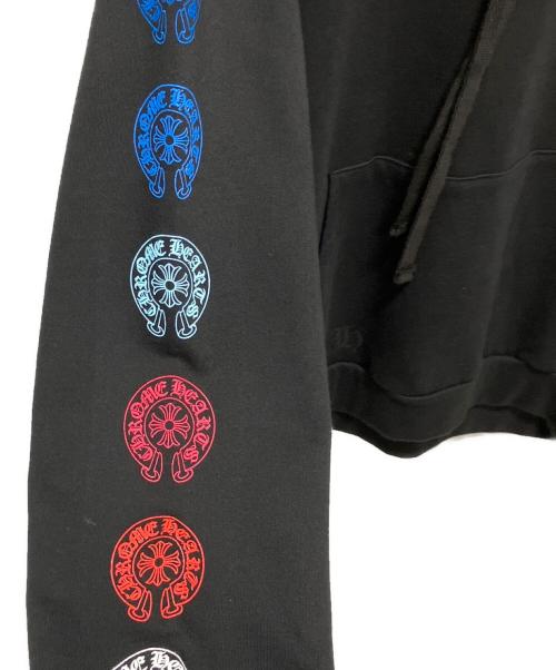 CHROME HEARTS（クロムハーツ）CHROME HEARTS (クロムハーツ) Multicolor Sleeve Logo Horseshoe（ホースシュー マルチカラー フーディー） ブラック サイズ:Mの古着・服飾アイテム