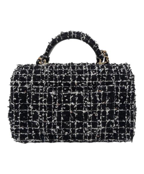 CHANEL（シャネル）CHANEL (シャネル) トップハンドルツイードチェーンショルダーバッグ ブラックの古着・服飾アイテム