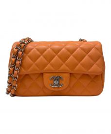 CHANELシャネル）の古着「Wフラップチェーンショルダーバッグ/マトラッセ20」｜オレンジ