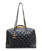 CHANELシャネル）の古着「2wayバイカラーボストンバッグ/カンボン」｜ブラウン×ブラック