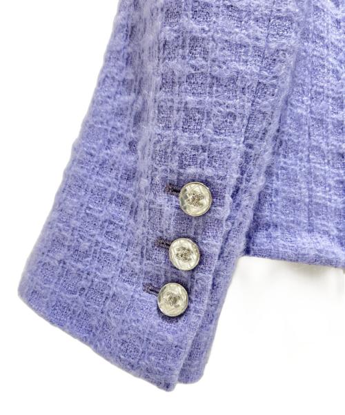 CHANEL（シャネル）CHANEL (シャネル) 2ポケットココマークツイードジャケット パープル サイズ:38の古着・服飾アイテム