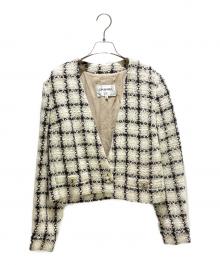 CHANEL（シャネル）の古着「ノーカラーツイードジャケット P62411V47773」｜ベージュ×ブラック