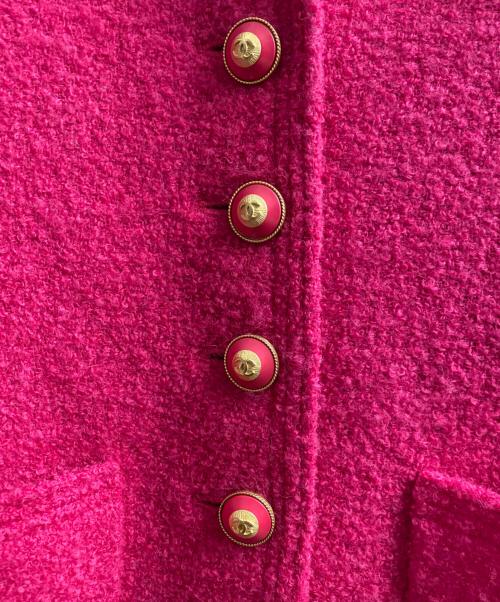 CHANEL（シャネル）CHANEL (シャネル) ココボタンツィードロングジャケット ショッキングピンク サイズ:36の古着・服飾アイテム