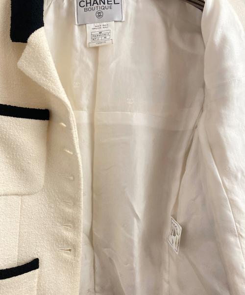 CHANEL（シャネル）CHANEL (シャネル) バイカラーツイードジャケット アイボリー×ブラック サイズ:38の古着・服飾アイテム