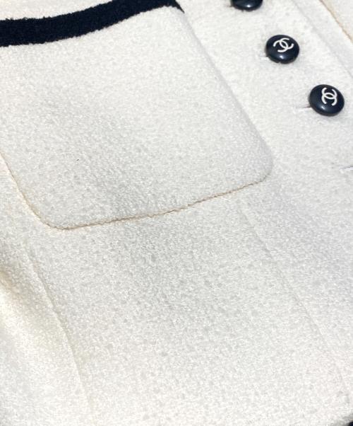 CHANEL（シャネル）CHANEL (シャネル) バイカラーツイードジャケット アイボリー×ブラック サイズ:38の古着・服飾アイテム