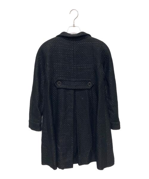 CHANEL（シャネル）CHANEL (シャネル) Coco Button Tweed Double-Breasted Coat/ココボタンツイードダブルコート ブラック サイズ:36の古着・服飾アイテム