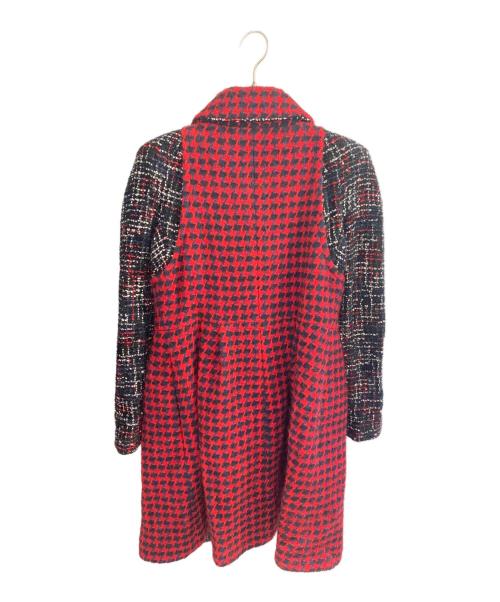 CHANEL（シャネル）CHANEL (シャネル) ココボタン切替ツイードコート レッド×ブラック サイズ:38の古着・服飾アイテム