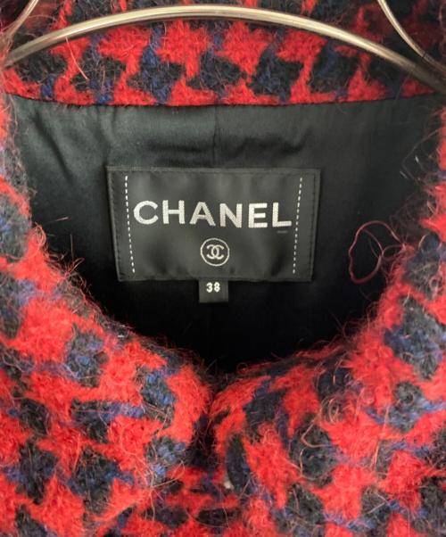 CHANEL（シャネル）CHANEL (シャネル) ココボタン切替ツイードコート レッド×ブラック サイズ:38の古着・服飾アイテム