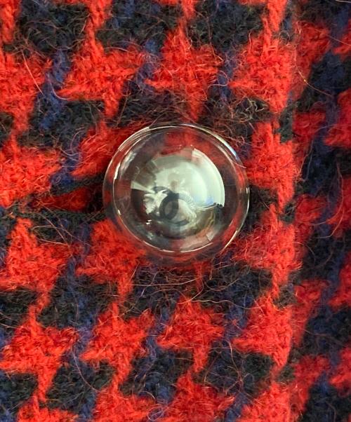 CHANEL（シャネル）CHANEL (シャネル) ココボタン切替ツイードコート レッド×ブラック サイズ:38の古着・服飾アイテム