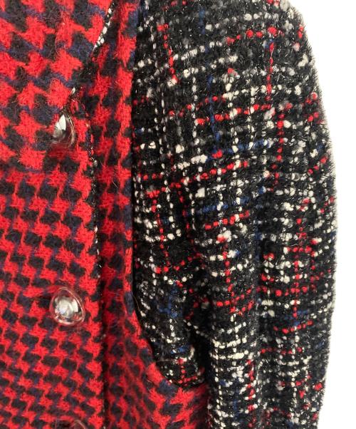 CHANEL（シャネル）CHANEL (シャネル) ココボタン切替ツイードコート レッド×ブラック サイズ:38の古着・服飾アイテム