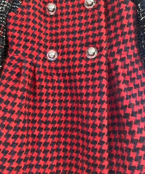 CHANEL（シャネル）CHANEL (シャネル) ココボタン切替ツイードコート レッド×ブラック サイズ:38の古着・服飾アイテム
