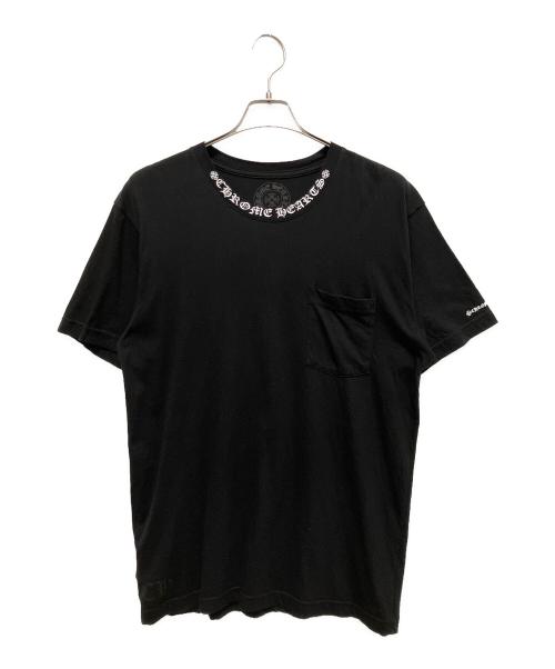 CHROME HEARTS（クロムハーツ）CHROME HEARTS (クロムハーツ) CH NECK ROGO T-shirts / アーチネックロゴカットソー ブラック サイズ:Lの古着・服飾アイテム