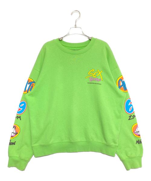 CHROME HEARTS（クロムハーツ）CHROME HEARTS (クロムハーツ) MATTY BOY (マッティー ボーイ) Sex Records Crewneck Sweatshirt ライトグリーン サイズ:XLの古着・服飾アイテム