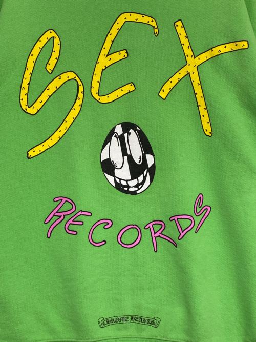 CHROME HEARTS（クロムハーツ）CHROME HEARTS (クロムハーツ) MATTY BOY (マッティー ボーイ) Sex Records Crewneck Sweatshirt ライトグリーン サイズ:XLの古着・服飾アイテム