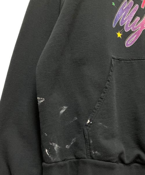 BALENCIAGA（バレンシアガ）BALENCIAGA (バレンシアガ) 22AW ペイント ダメージ 加工 グラフィック ロゴ プルオーバー スウェット パーカー/BALENCIAGAロゴ フロントレインボー マルチカラーペンキ加工 パーカー ブラック サイズ:Lの古着・服飾アイテム