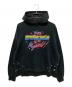 BALENCIAGA（バレンシアガ）の古着「22AW ペイント ダメージ 加工 グラフィック ロゴ プルオーバー スウェット パーカー/BALENCIAGAロゴ フロントレインボー マルチカラーペンキ加工 パーカー」｜ブラック