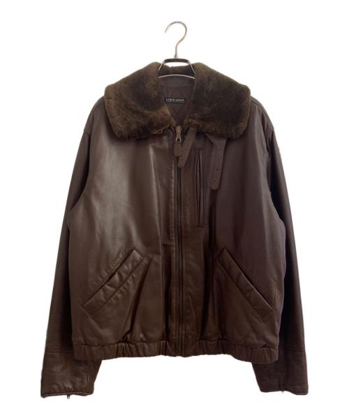 GIORGIO ARMANI（ジョルジョアルマーニ）GIORGIO ARMANI (ジョルジョアルマーニ) レザーブルゾン ブラウン サイズ:-の古着・服飾アイテム