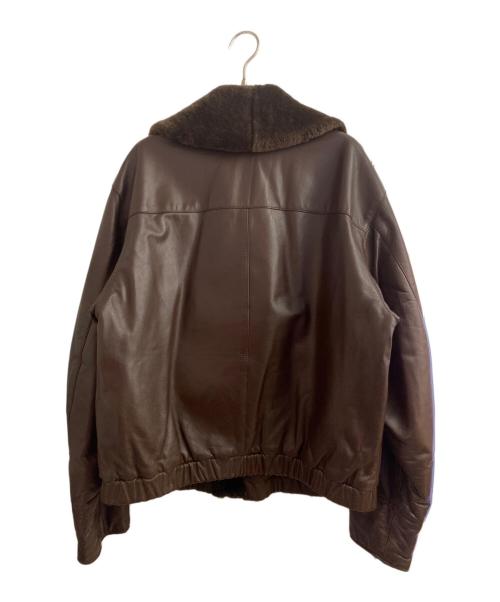 GIORGIO ARMANI（ジョルジョアルマーニ）GIORGIO ARMANI (ジョルジョアルマーニ) レザーブルゾン ブラウン サイズ:-の古着・服飾アイテム