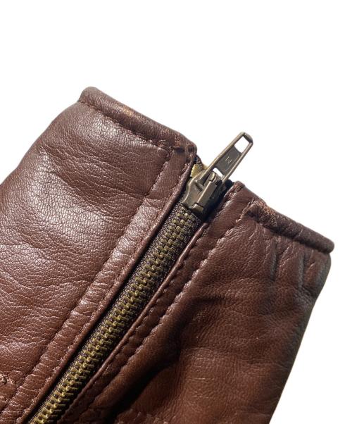 GIORGIO ARMANI（ジョルジョアルマーニ）GIORGIO ARMANI (ジョルジョアルマーニ) レザーブルゾン ブラウン サイズ:-の古着・服飾アイテム