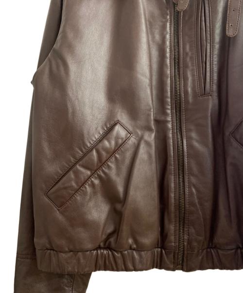 GIORGIO ARMANI（ジョルジョアルマーニ）GIORGIO ARMANI (ジョルジョアルマーニ) レザーブルゾン ブラウン サイズ:-の古着・服飾アイテム