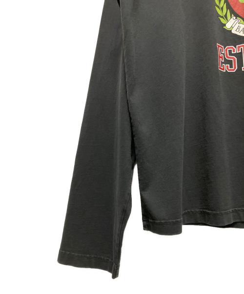 BALENCIAGA（バレンシアガ）BALENCIAGA (バレンシアガ) ユーズド加工カレッジロゴプリントパーカー ダークグレー サイズ:2の古着・服飾アイテム