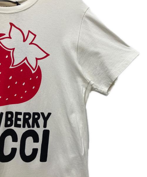 GUCCI（グッチ）GUCCI (グッチ) STRAWBERRY GUCCI T-shirt/ストロベリー プリント Tシャツ アイボリー サイズ:XXSの古着・服飾アイテム