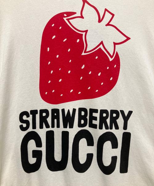 GUCCI（グッチ）GUCCI (グッチ) STRAWBERRY GUCCI T-shirt/ストロベリー プリント Tシャツ アイボリー サイズ:XXSの古着・服飾アイテム