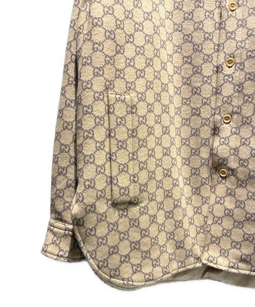 GUCCI（グッチ）GUCCI (グッチ) GGシャツジャケット ブラウン サイズ:48の古着・服飾アイテム
