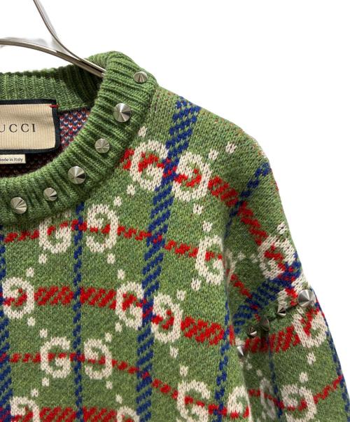 GUCCI（グッチ）GUCCI (グッチ) GGスタッズニット グリーン サイズ:Sの古着・服飾アイテム
