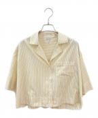 LOEWEロエベ）の古着「クロップドアナグラムロゴストライプシャツ」｜イエロー