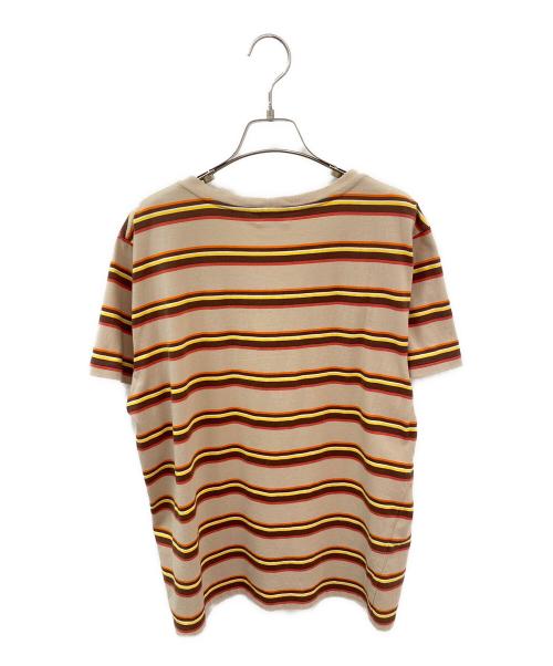CELINE（セリーヌ）CELINE (セリーヌ) トリオンフボーダーTシャツ ブラウン×オレンジ サイズ:XLの古着・服飾アイテム