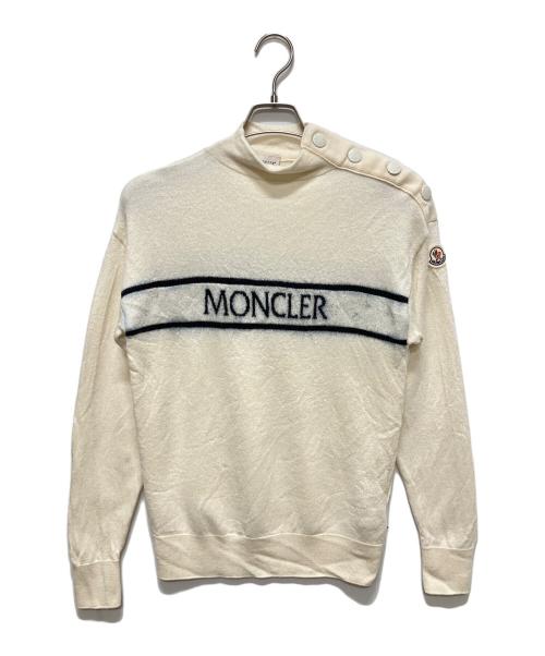 MONCLER（モンクレール）MONCLER (モンクレール) フロントロゴウールニット ホワイト サイズ:Sの古着・服飾アイテム