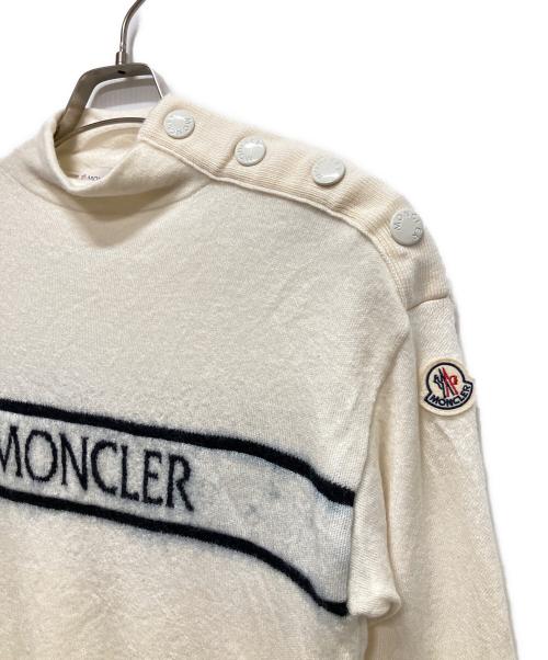 MONCLER（モンクレール）MONCLER (モンクレール) フロントロゴウールニット ホワイト サイズ:Sの古着・服飾アイテム