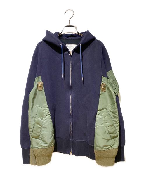 sacai（サカイ）sacai (サカイ) 切替ジップパーカー ネイビー×カーキ サイズ:1の古着・服飾アイテム